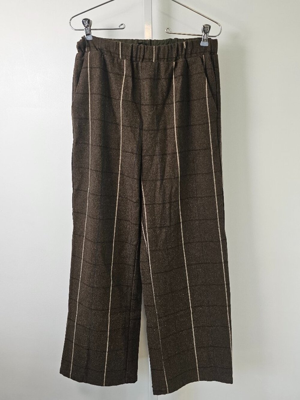Friful Pants Tweed Brown Grunge Casual Plaid Punk M